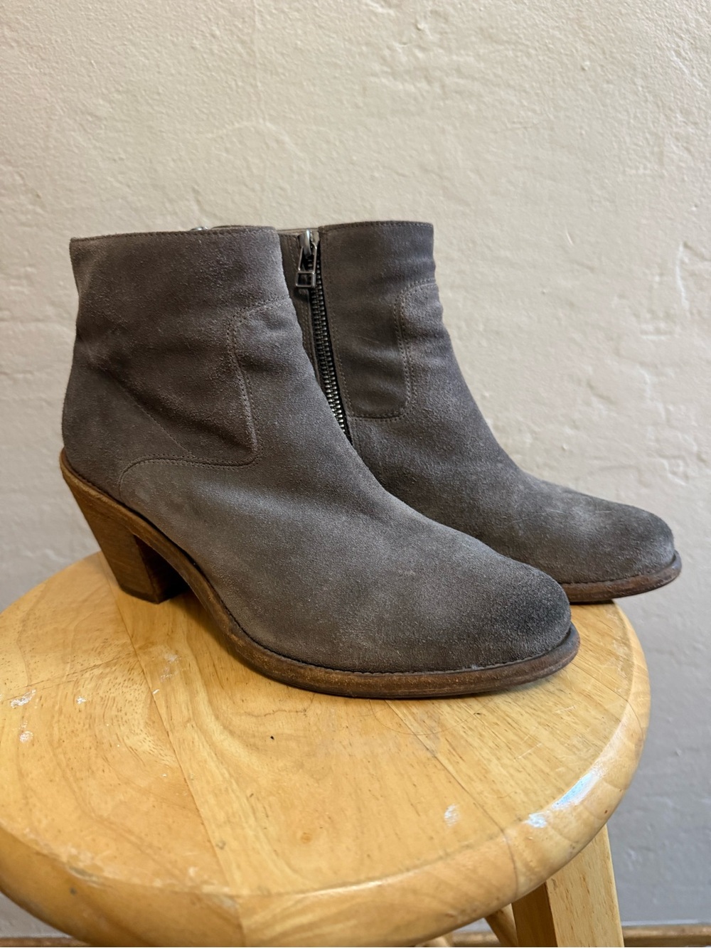 Women's Suede Ankle Boots in Gray - Classic Zip-Heel Style All Saint’s 38 7.5